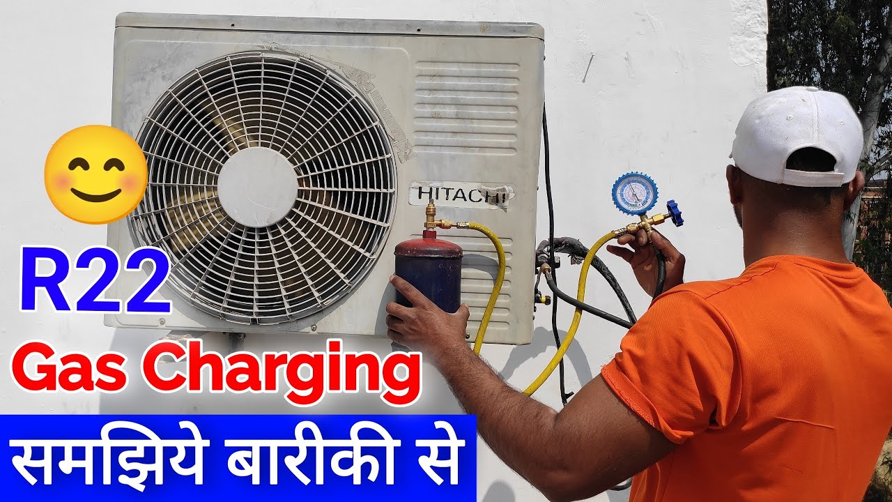 R22 Gas Charging Full Practical || Gas Charging in AC ! Ac me gas kaise dale ! ac gas charging, r22,