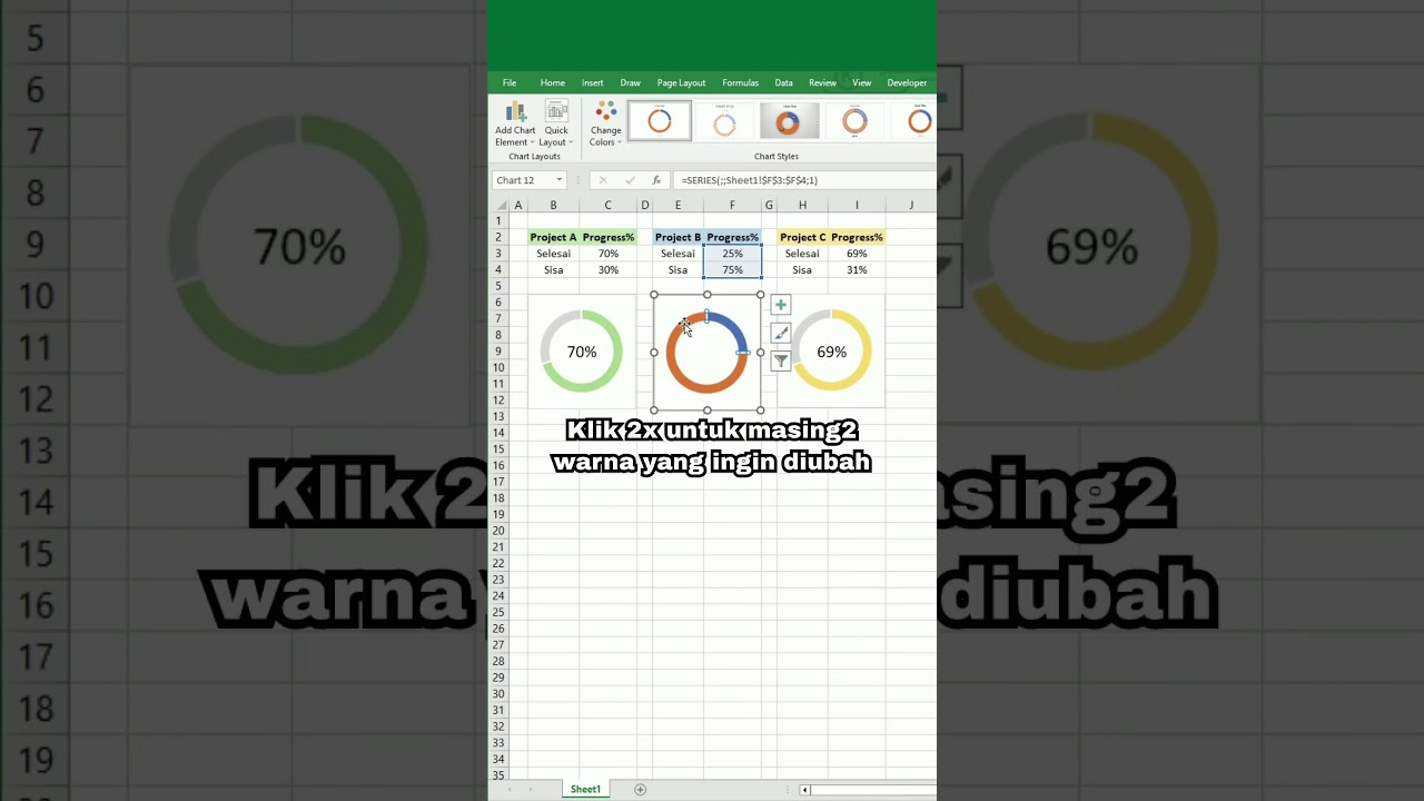 Cara Bikin Progress Bar dengan Chart Dinamis di Excel
