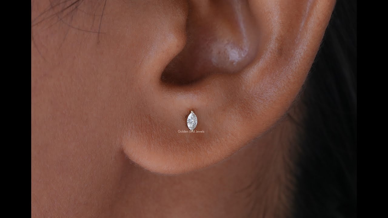 Marquise Diamond Solitaire Stud Earrings