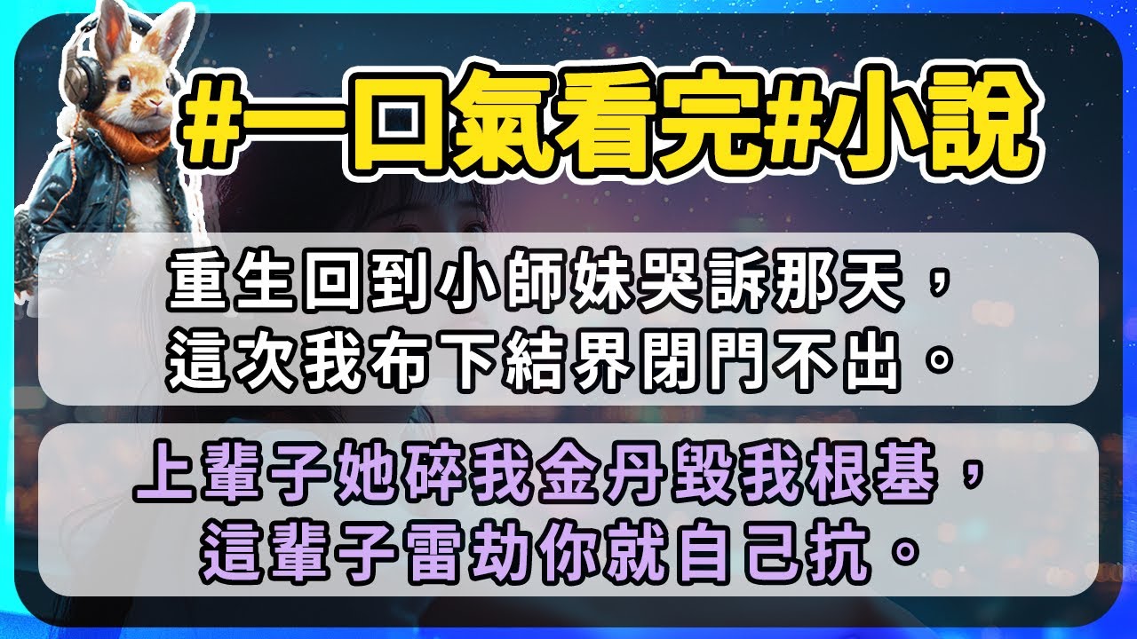 重生回到小師妹哭訴那天，這次我布下結界閉門不出。上輩子她碎我金丹毀我根基，這輩子雷劫你就自己抗。