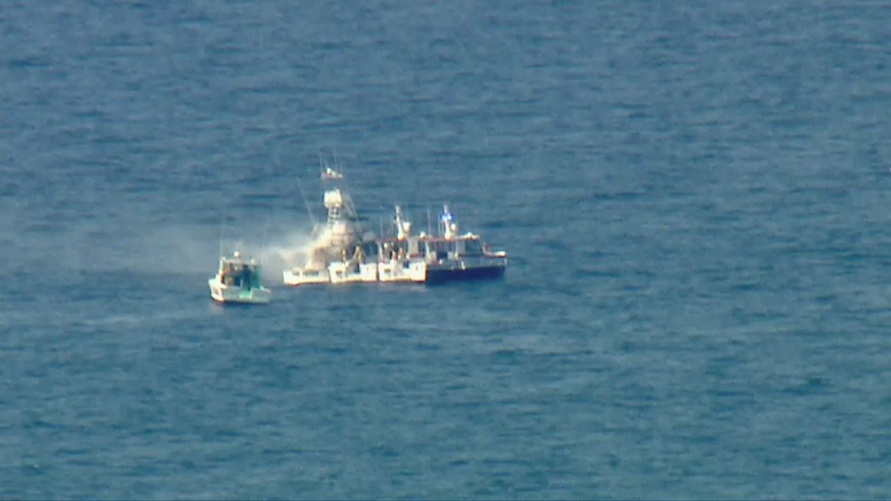 Fishing Boat Catches Fire Off Port of L.A.