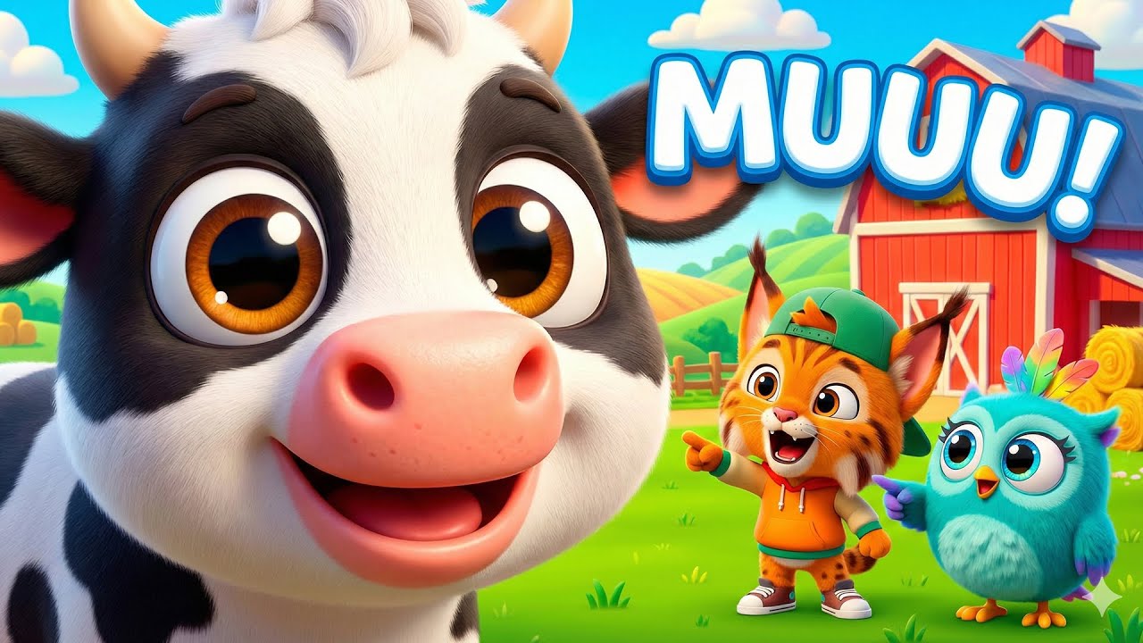 🚜 ODGŁOSY ZWIERZĄT dla Dzieci - Jak robi Krowa? 🐮 Nauka Zwierzątek na Wsi (Lulu i Rysio)