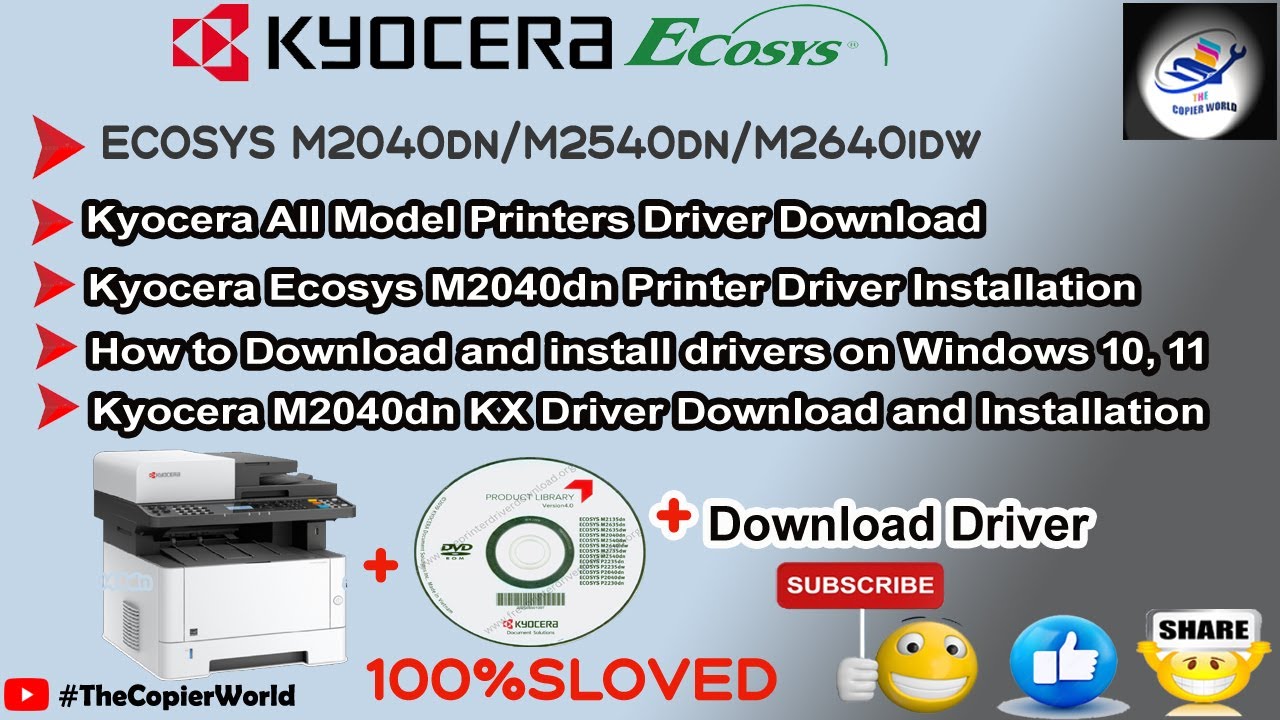 How To Install Printer Without CD/DVD Driver || Kyocera M2640idw KX Driver Download and Installation
