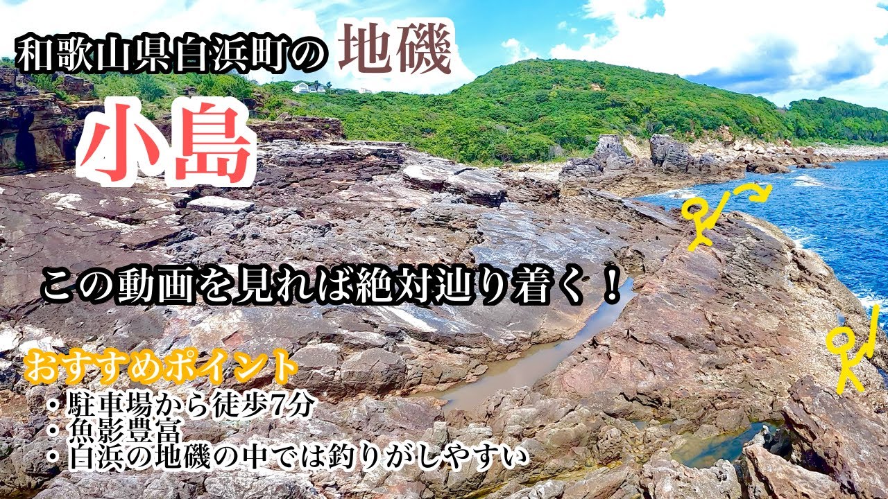 【和歌山県南紀】白浜町にある森に隠れた地磯の「小島」を紹介。この動画を見れば釣り場まで確実に行けて、釣り場の様子を見れます｜アオリイカ釣りやフカセ釣りにおすすめの釣り場です