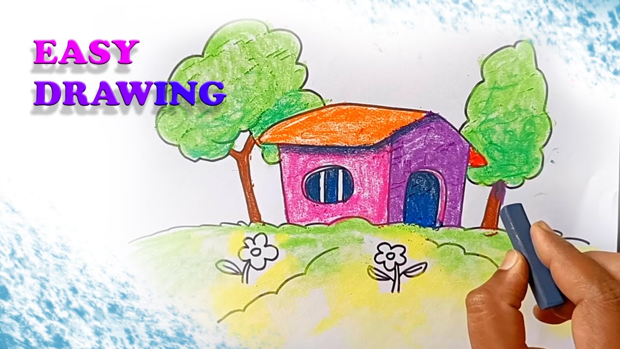 Easy House Drawing & Painting | Simple House Art for Kids and Beginners
