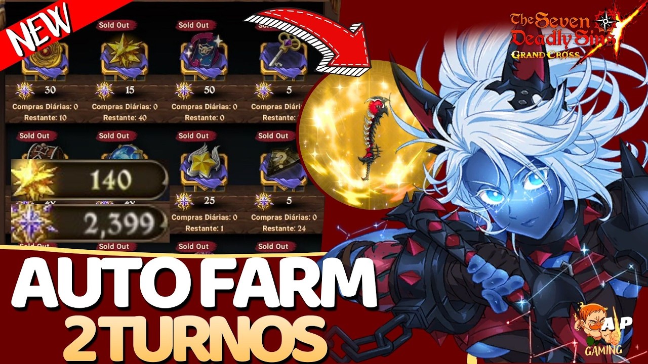 AUTO FARM EM 2 TURNOS NO MODO DESAFIAR!4 TIMES PARA ZERAR A LOJA DA CHEFE LR ROXY DA LOUCURA - 7DS