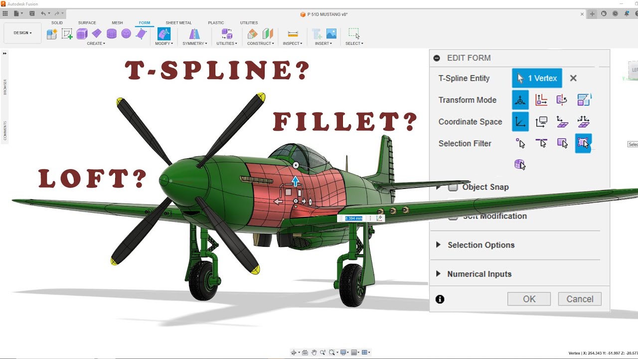 Fusion 360 P 51 Mustang Wing to Fuselage Transition how? #fusion360