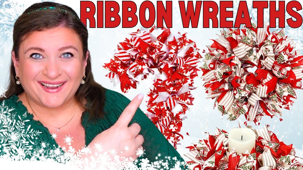 Create a Festive Candy Cane Ribbon Wreath & Centerpiece with Ease!