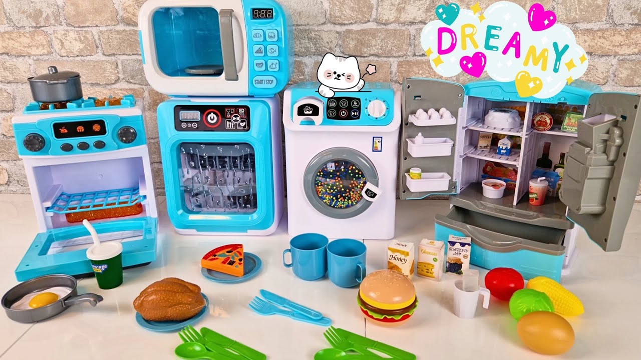 Unboxing 5 Realistic Toy Appliances ! Washing Machine, Fridge & More 🎶 ✨️ 🍕  🍽 🎂 🧼