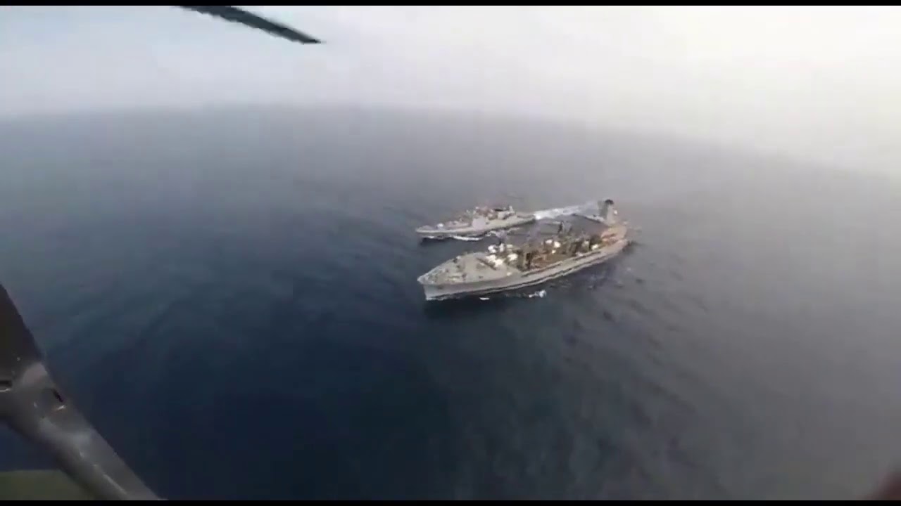 INDIAN Navy Warship INS Talwar Taking OiL From Us Warship.