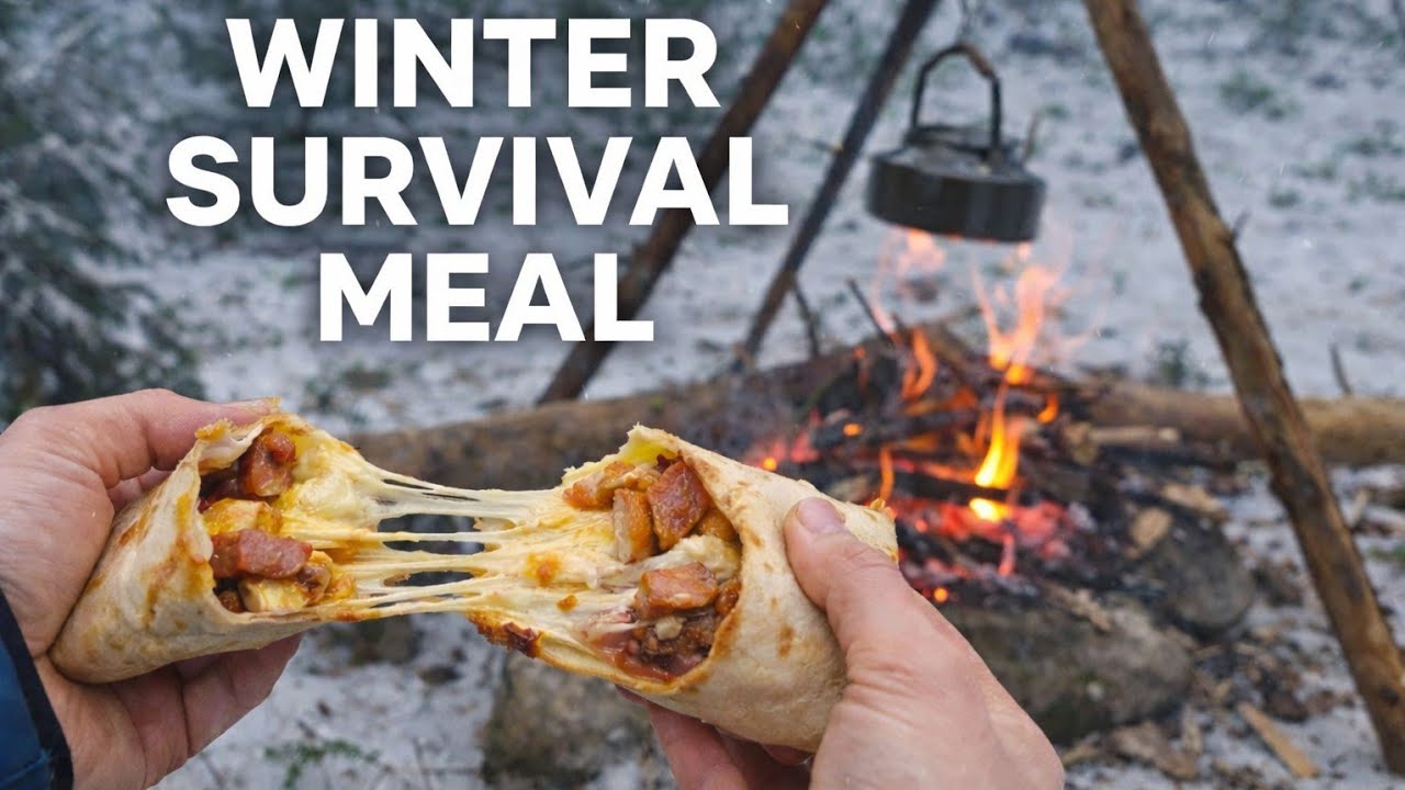 Alone in the Winter Forest 🏔️| Campfire Cooking in the Snow Winter Campfire Lunch |🌲🔥