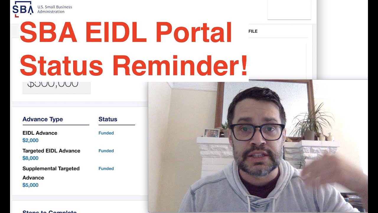SBA Portal Status Reminder for EIDL Grants and Loans