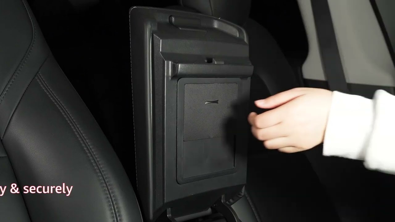 Tesla Model 3 & Y Hidden Storage | BASENOR Carbon Fiber Armrest Compartment