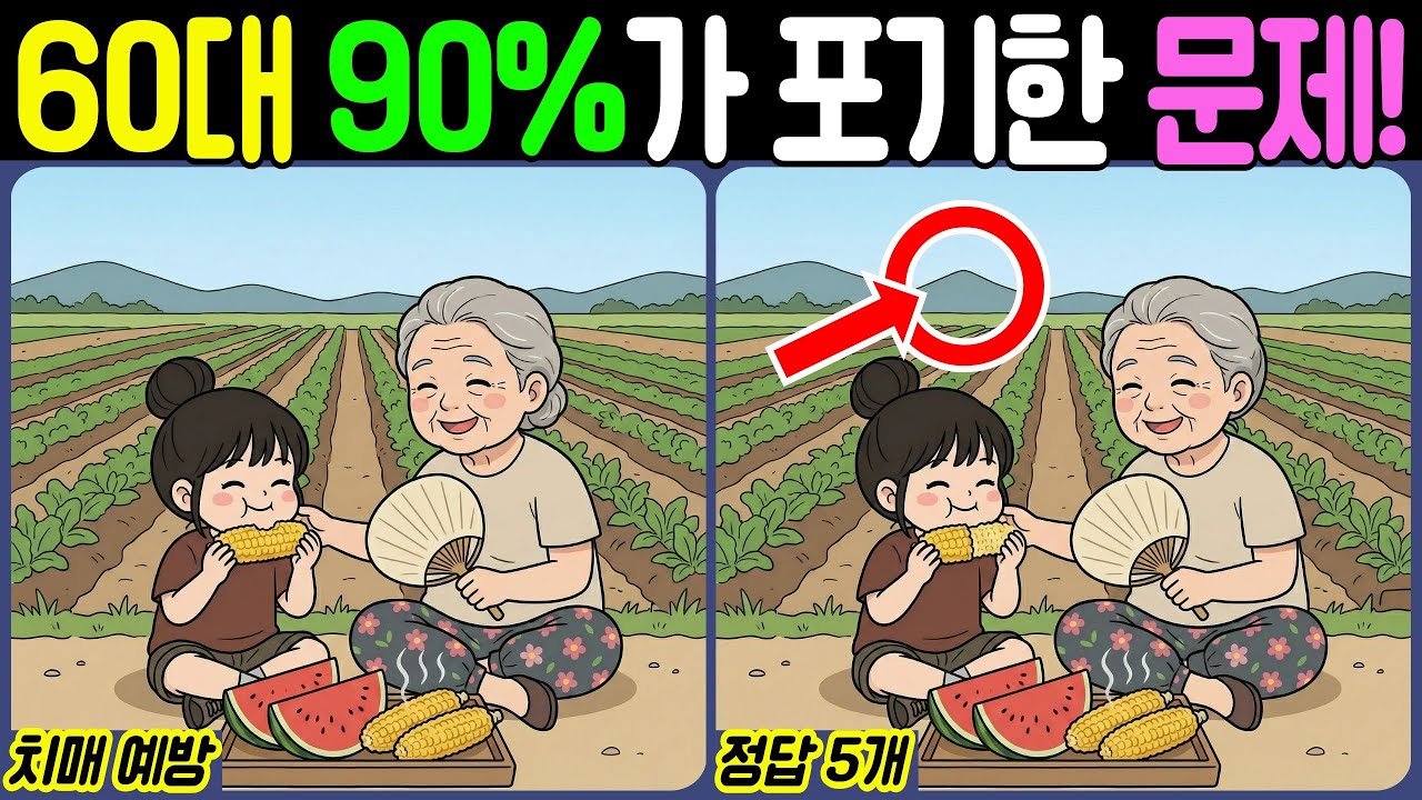 【다른그림찾기】60대는 90%가 포기합니다! - 손녀의 여름방학【치매예방/두뇌운동/집중력테스트】