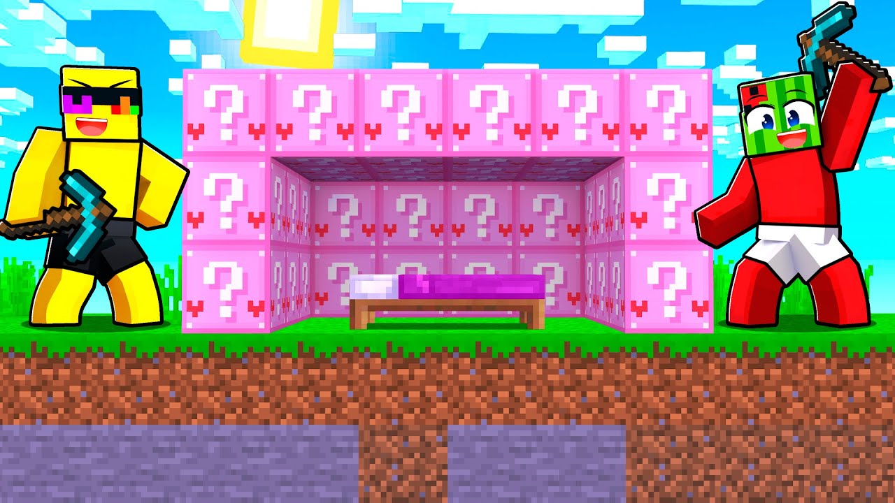 Breaking 100 HEART LUCKY BLOCKS in Minecraft