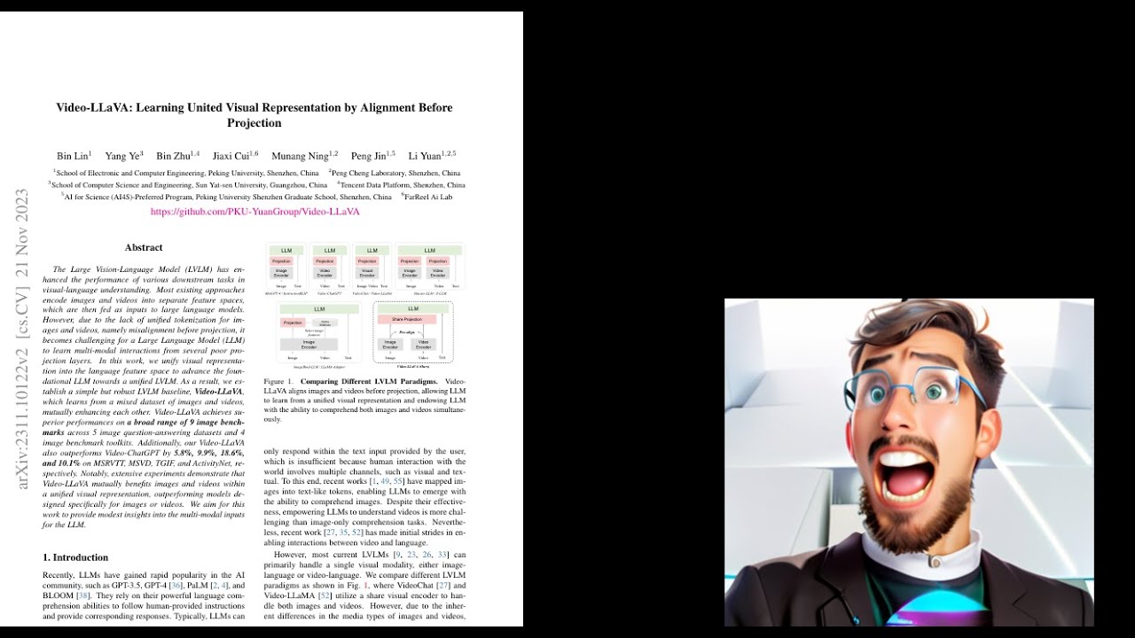 Video-LLaVA: Learning United Visual Representation by Alignment Before Projection Summary English