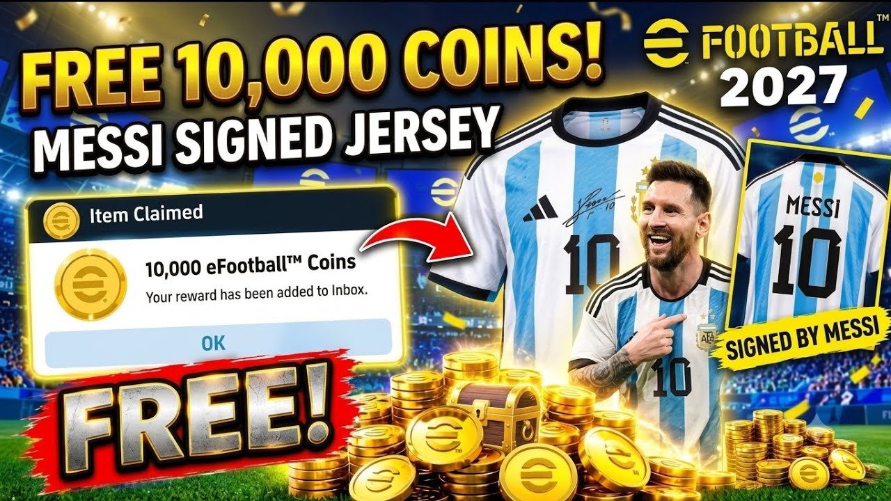 Konami😱 FREE 10,000 COINS Giveaway! Get Messi Signed Jersey in eFootball🥶