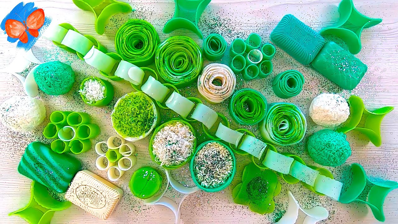 Soap green and white set | ASMR relax show | Cutting Satisfying soap | Relaxing soap crushing