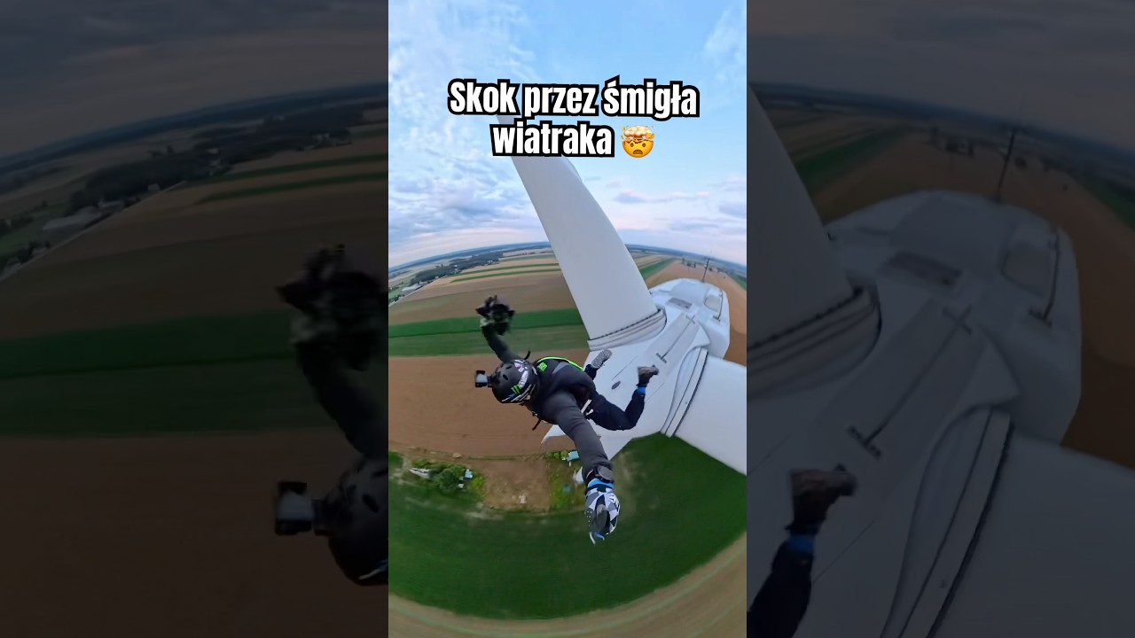 Skok BASE w stronę łopat wiatraka 🤯 