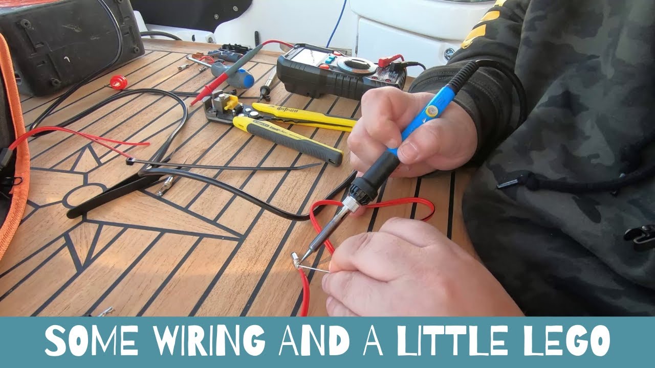 12v wiring for the TV and pimp lights, and I finally finish my Lego boat