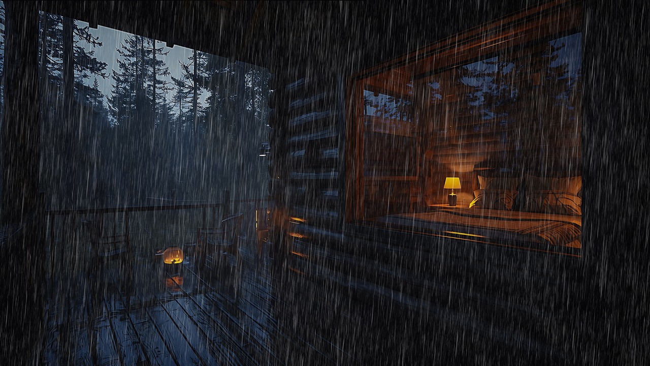 Quiet Cabin in the Woods 🌲 Soft Rain for Relaxation & Sleep