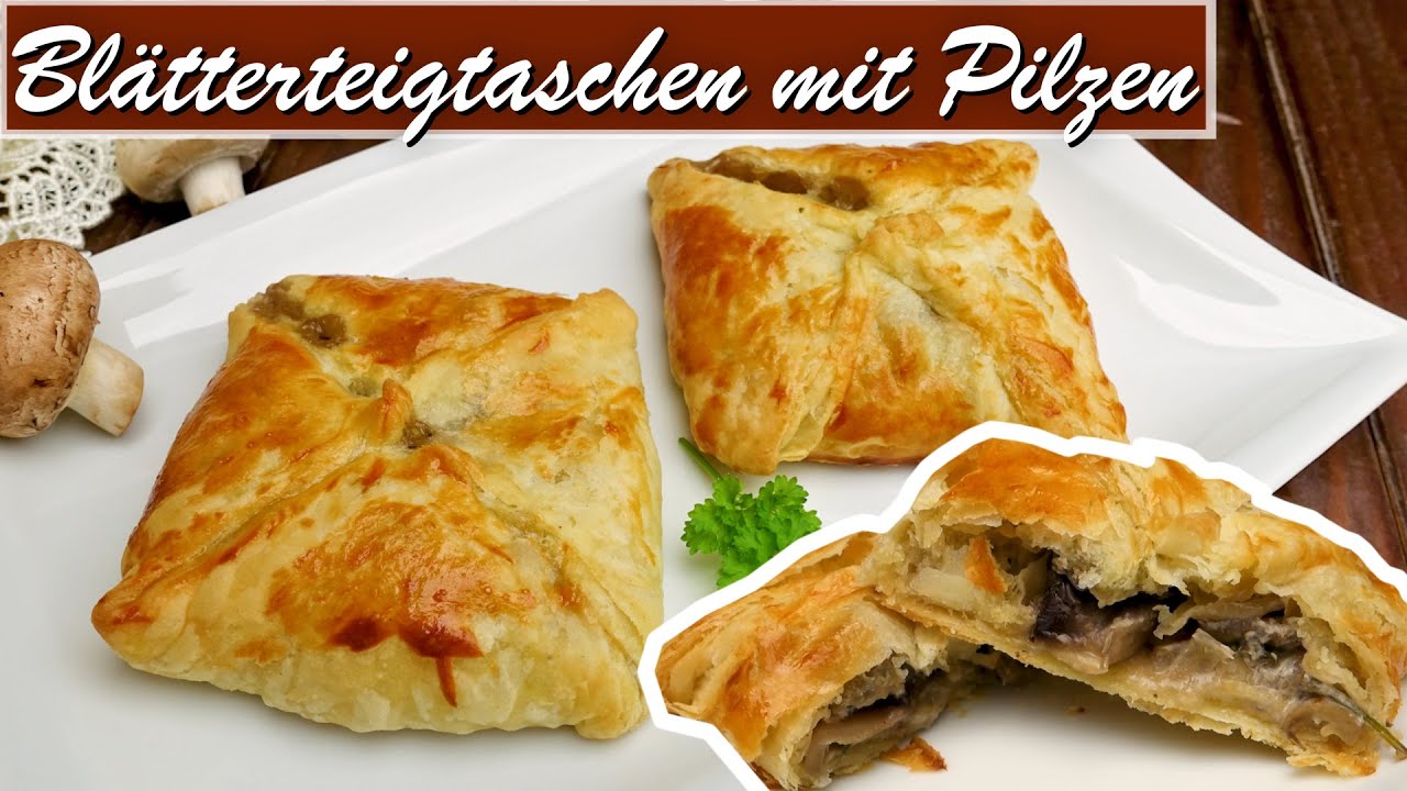 Blätterteigtaschen mit Pilzen | schnelles vegetarisches Rezept