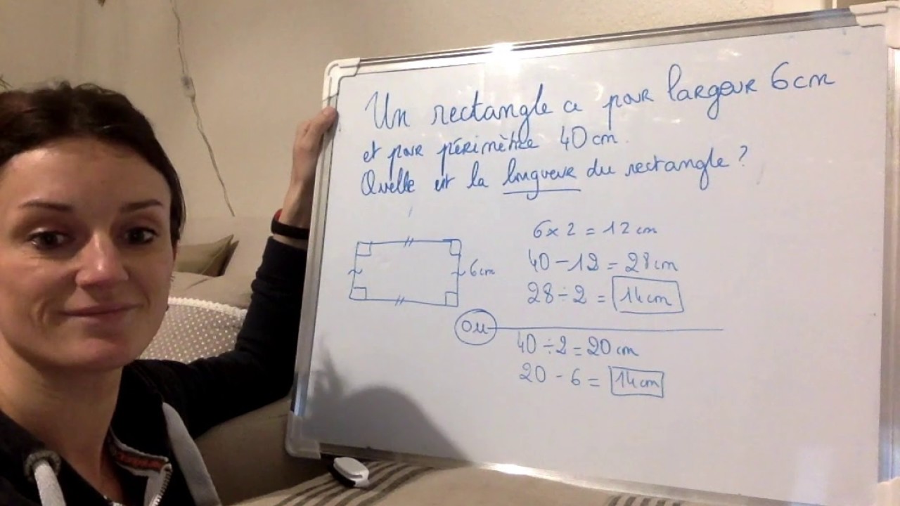 Un rectangle a pour largeur 6 cm et p&eacute;rim&egrave;tre 40 cm. Quelle est la longueur?