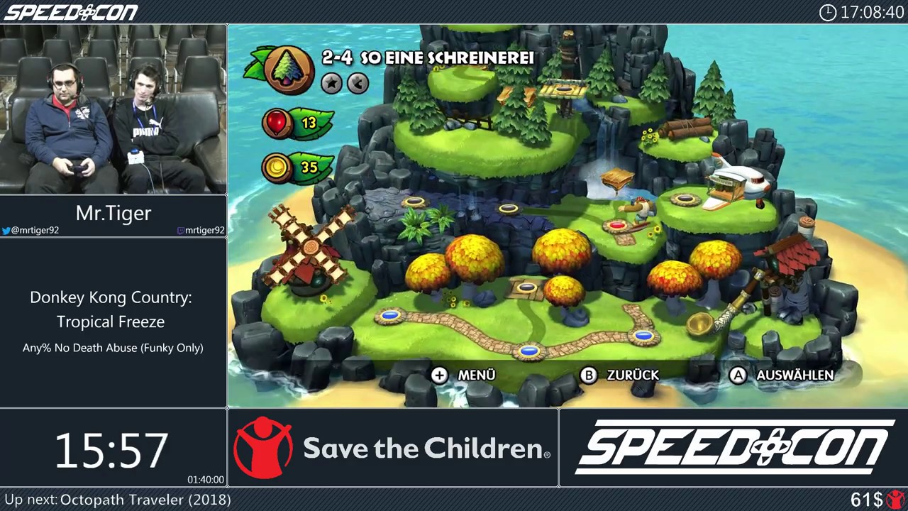Donkey Kong Country: Tropical Freeze - Any% No Death Abuse (Funky Only) by Mr.Tiger | SpeedCon 2019