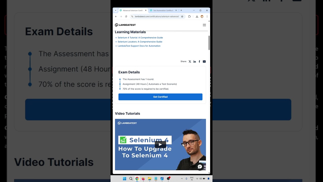 Бесплатная сертификация Selenium Advanced | LambdaTest | Станьте экспертом по автоматизации Selen...
