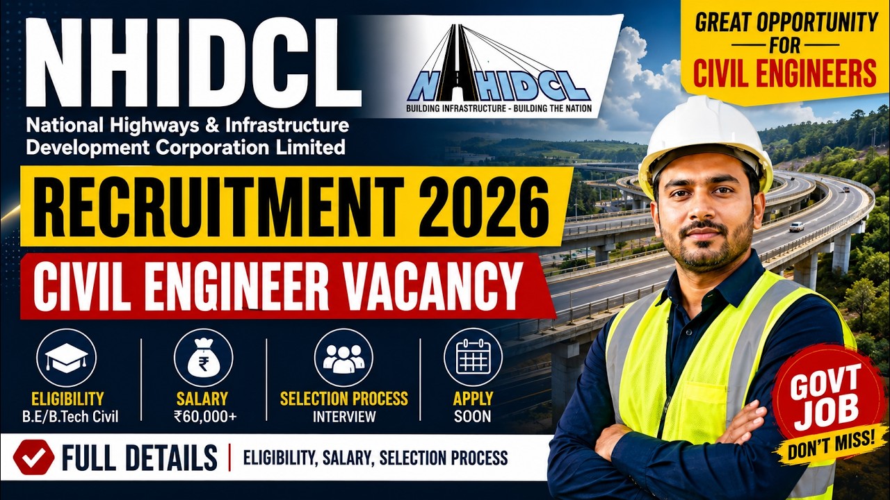 NHIDCL Recruitment 2026 | Civil Engineer Vacancy | Salary, Eligibility & Full Details