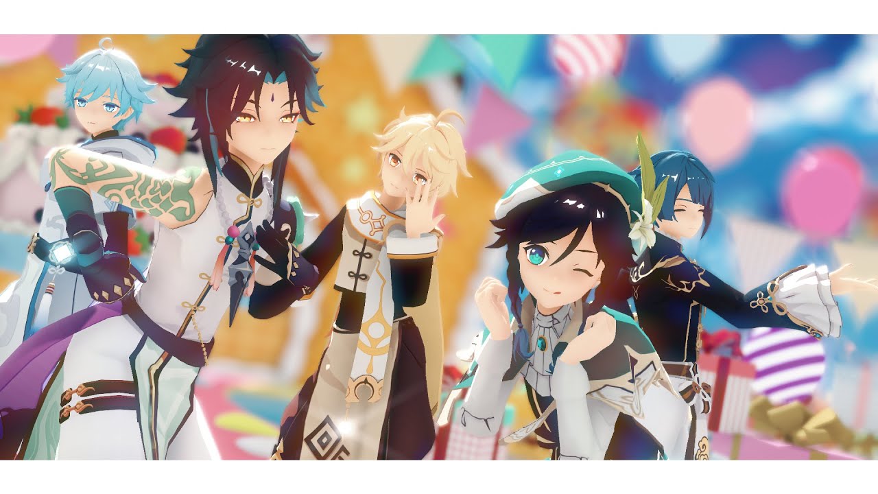 【原神MMD / Genshin Impact MMD】スイートマジック/Sweet Magic ー Junky【Aether | Venti | Xiao | Chongyun | Xingqiu】