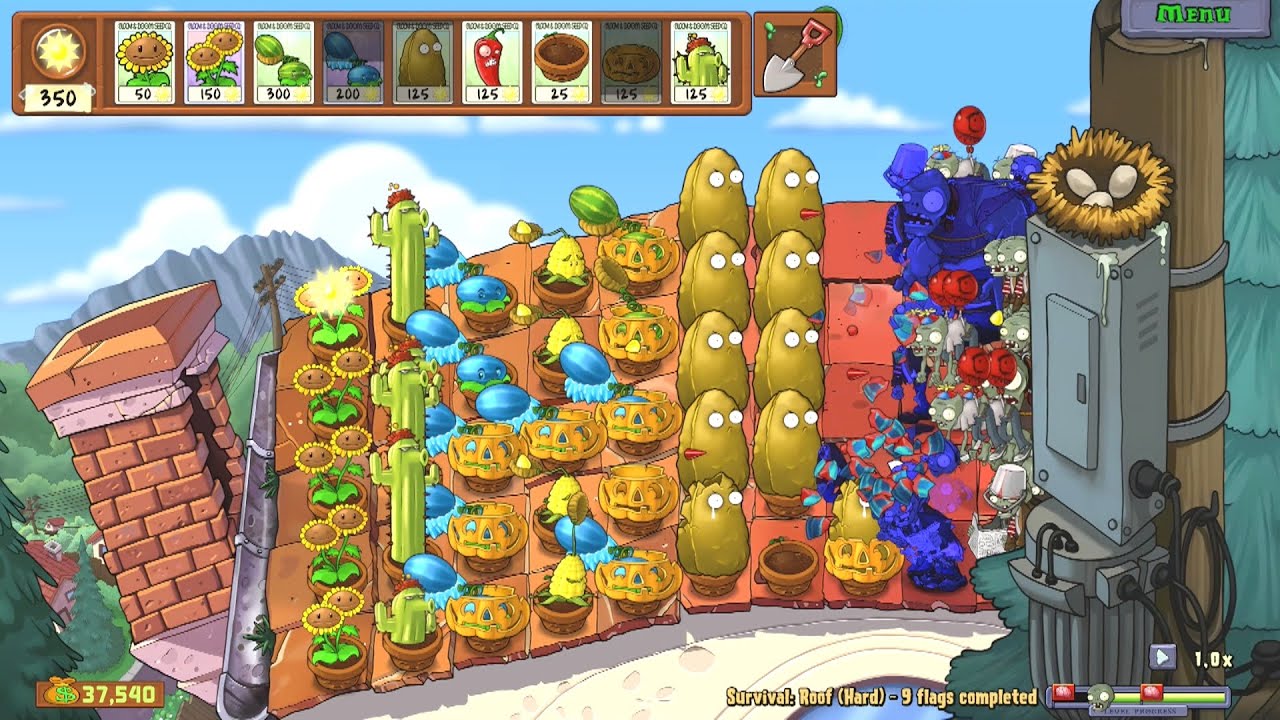 Plants vs Zombies Replanted - Survival: Roof (Hard)