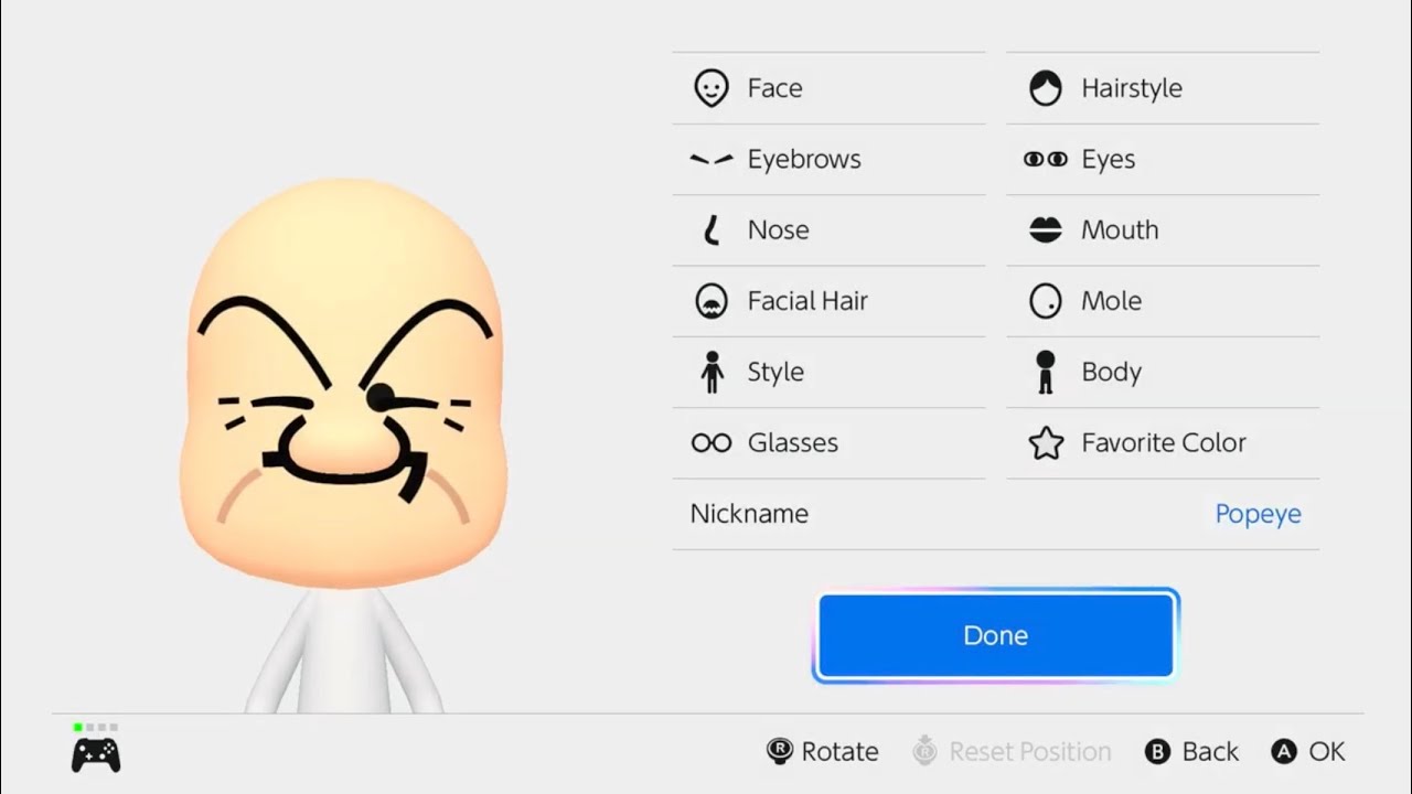 How to make a Popeye mii