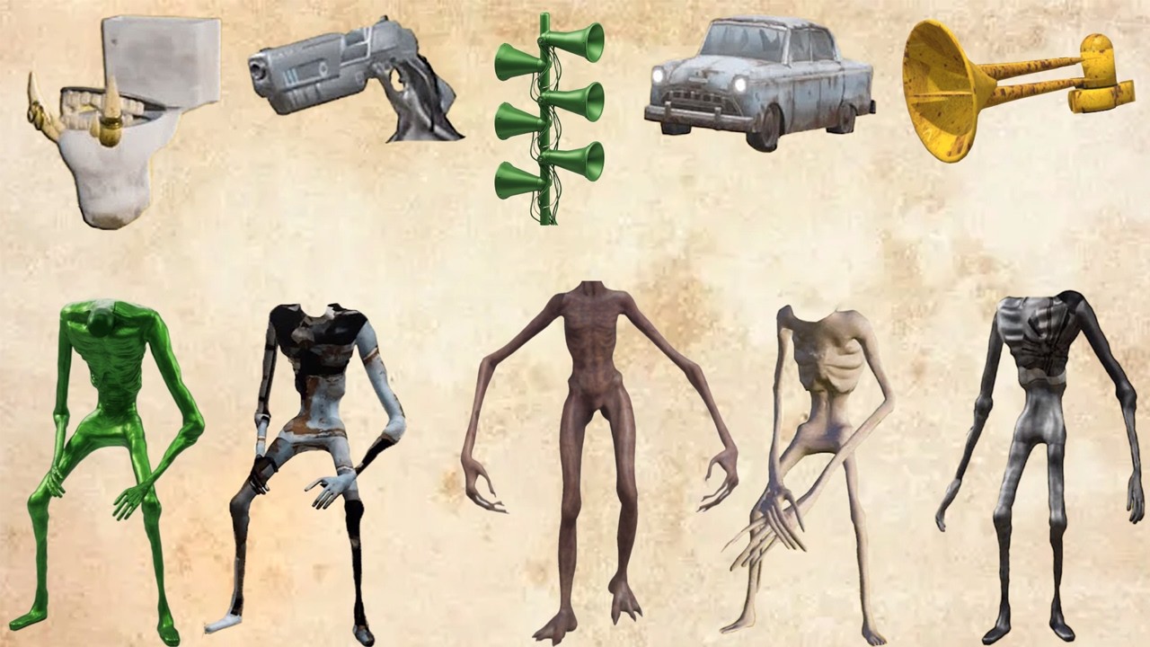 WRONG HEADS SIREN HEAD CAR, GREEN HOUSE HEAD, SCARY HOUSE, SIREN HEAD DOUBLE, SIREN HEAD THUNDERBOLT