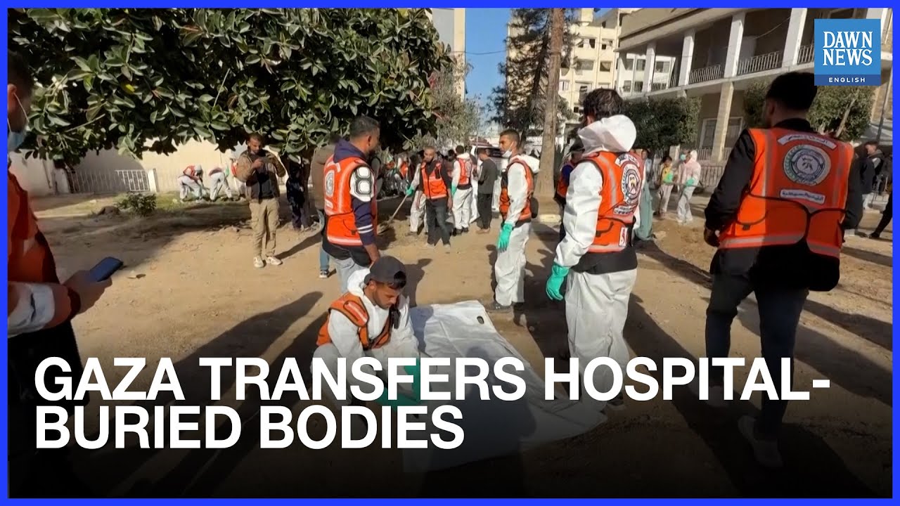Gaza Civil Defence Transfers Palestinians' Bodies Buried at al-Ahli Arab Hospital |Dawn News English
