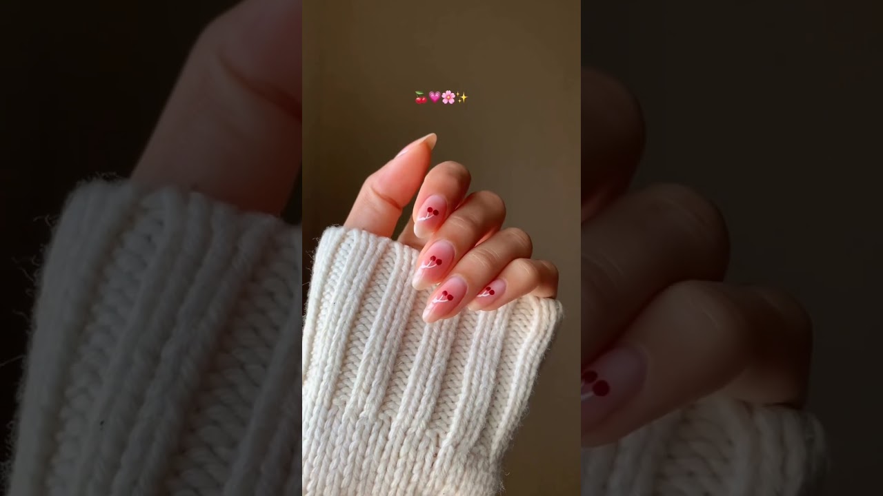 Cute nail inspo #blushnail #cherry #trending #aesthetic #viral #youtubeshorts #nailart
