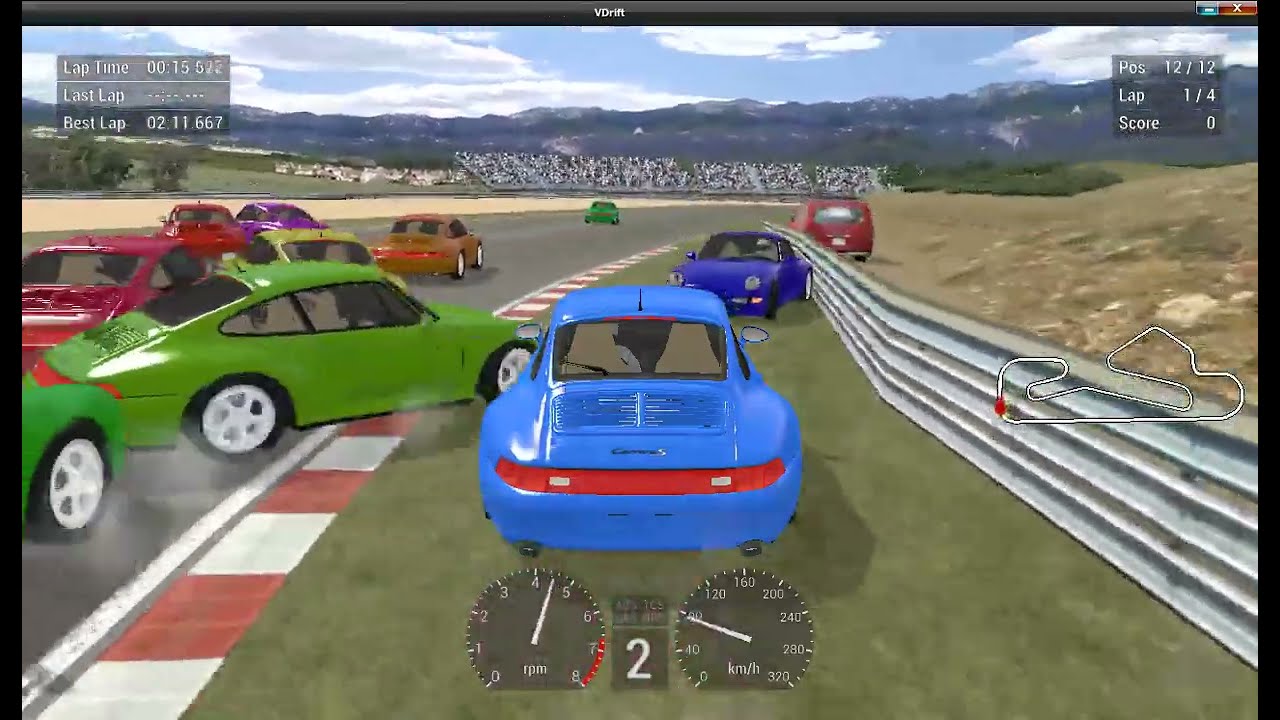 VDrift - Racing with 12 1997 Porsche 911 Carrera S 993 at Estoril