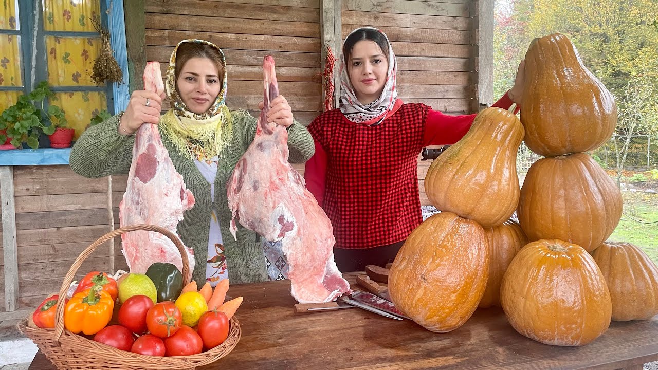 Вкусный бульон из баранины в тыкве, приготовленной в глиняной печи ♧ Деревенский рецепт
