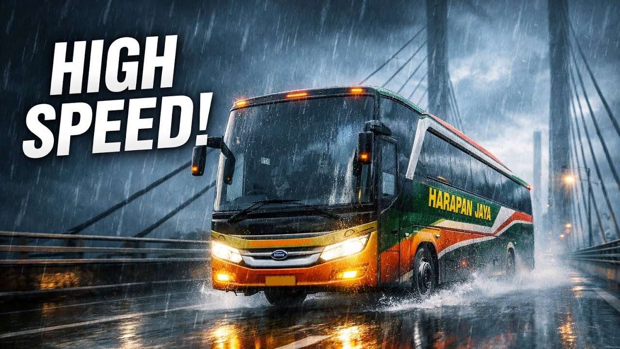 😱 तूफानी बारिश में पुल पर बेकाबू बस! 🌧️🚍 | BUS Simulator Indonesia