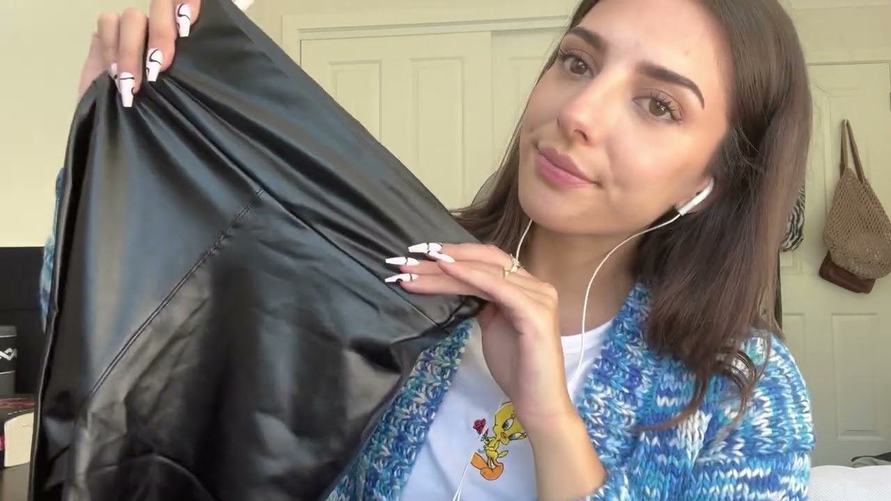 ASMR Faux Leather Leggings Tapping Sounds - sofieeeasmr