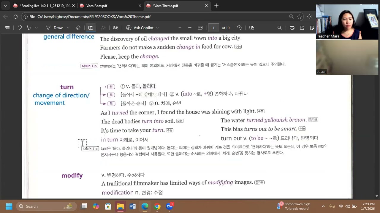 Jason's class on 01 07 2026 Voca Root and Voca Theme pp. 2