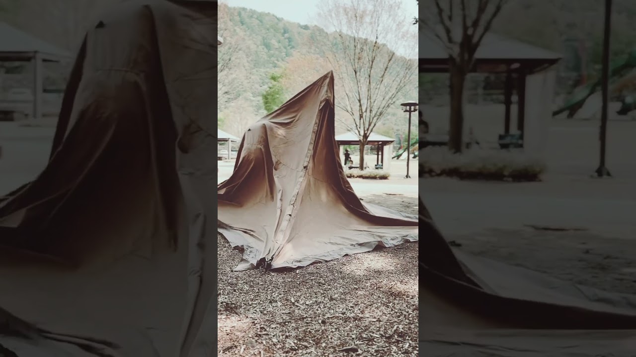 Tent rises.テントが立った#wabicamp #侘びキャンプ #キャンプの始まり #テントの時間 #映像詩 #minimalcamp #aestheticcamp