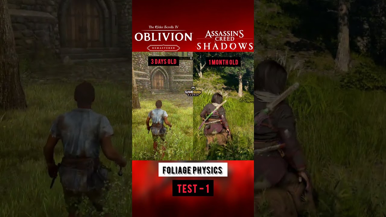 The Elder Scrolls OBLIVION Remastered vs Ac Shadows - Foliage Physics (Test -1)