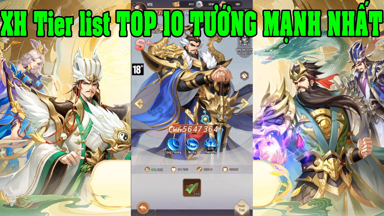 Samkok Tam Quốc Tier list Xếp Hạng TOP 10 Tướng Mạnh Nhất Game Đội Hình Chuẩn Team Nhất Hiện Tại