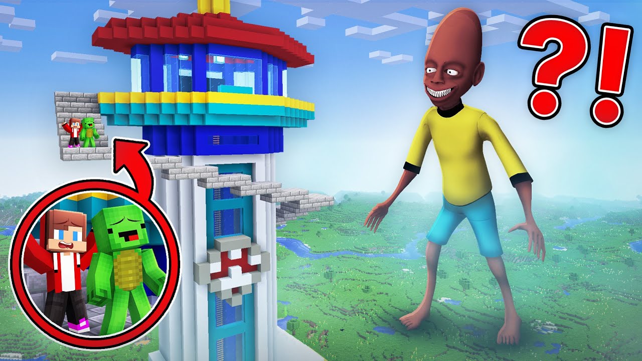 Mikey and JJ PAW PATROL TOWER vs TENGE TENGE in Minecraft - Maizen