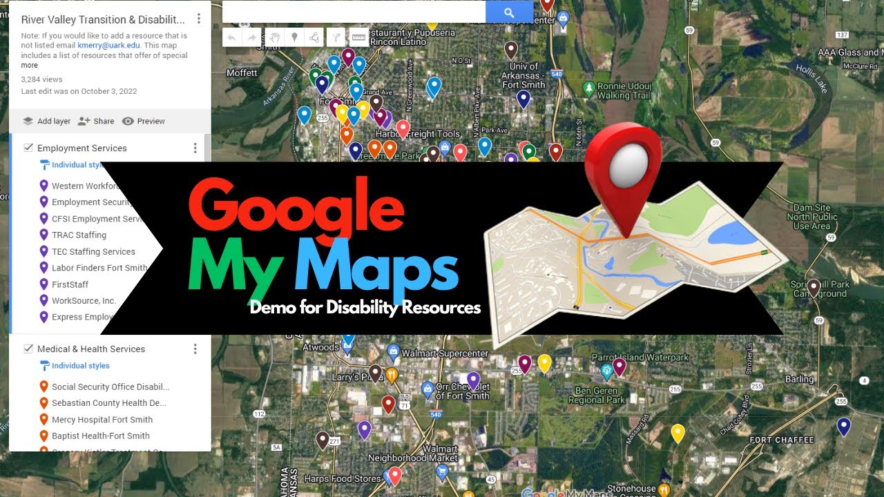 Community Resource Mapping for Disability and Transition Resources  - Google My Maps Demo