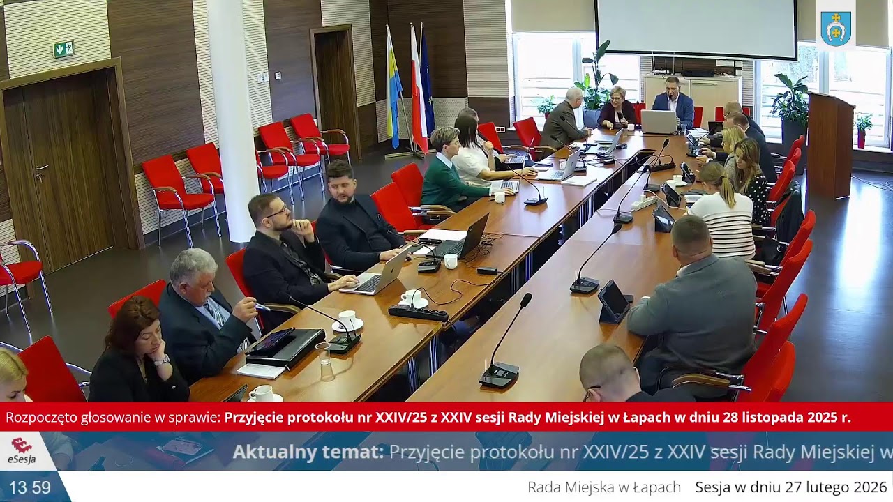 XXVIII sesja Rady Miejskiej w Łapach z dnia 27 lutego 2026r. godz. 10:00