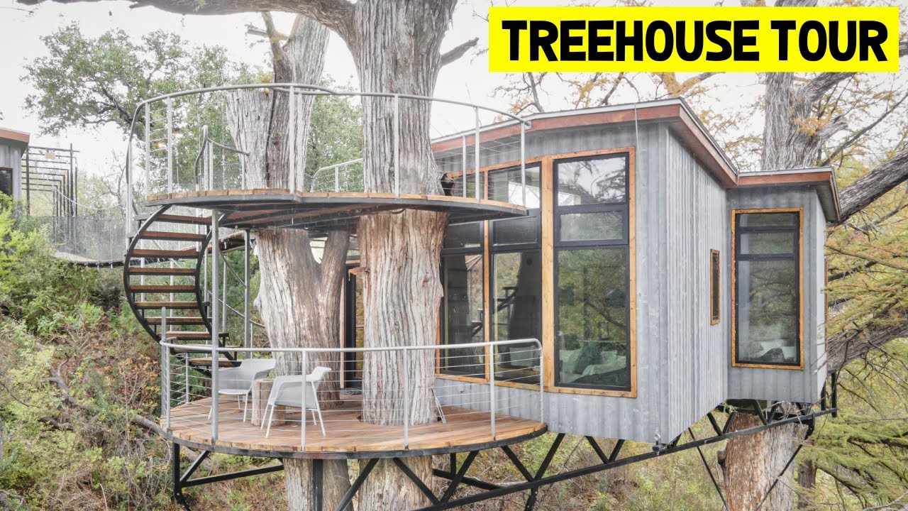 MINIMALIST TINY TREEHOUSE w/ 60ft Bridge & Luxury Japanese Bathhouse!