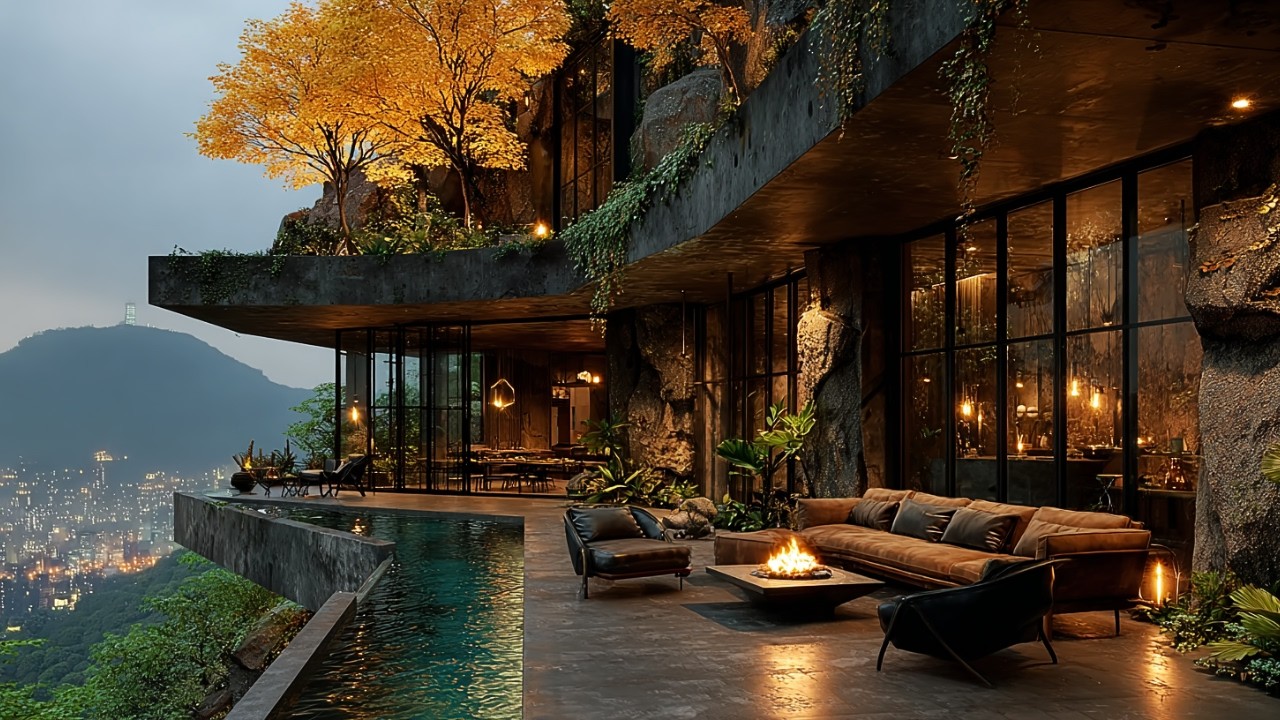 $35M Cliffside Villa ~ Spectacular City Views, Rooftop Garden & Infinity Pool at Twilight