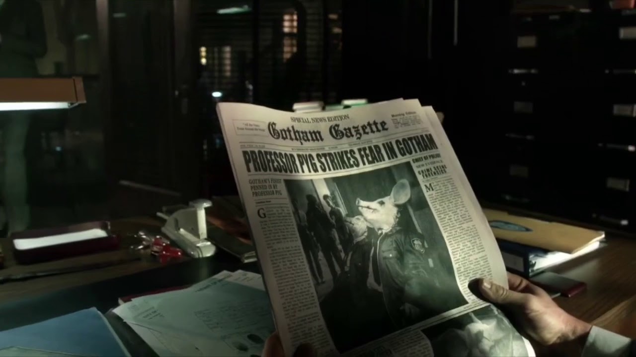 Gotham 4x07 open scene professor pyg sends pig heads to the GCPD